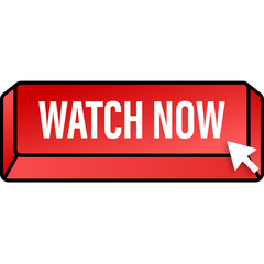 Watch now button in flat style on white background. Isolated vector illustration. Flat vector illustration.