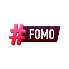 Obraz premium Modern hashtag fomo, great design for any purposes. Vector typography illustration. Flat cartoon vector illustration. Flat design. Social media concept.
