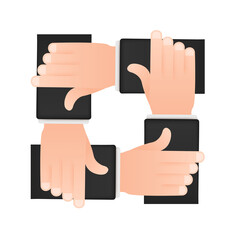 Abstract teamwork hands sign for concept design. Business concept. Teamwork, cooperation.