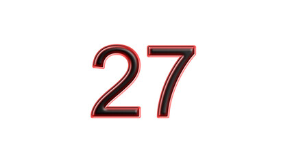 red 27 number 3d effect white background