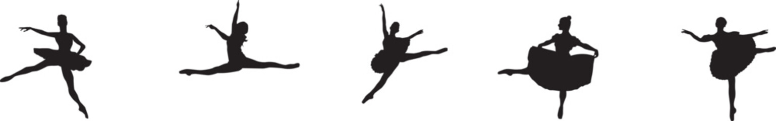 ballet dancer silhouettes - obrazy, fototapety, plakaty