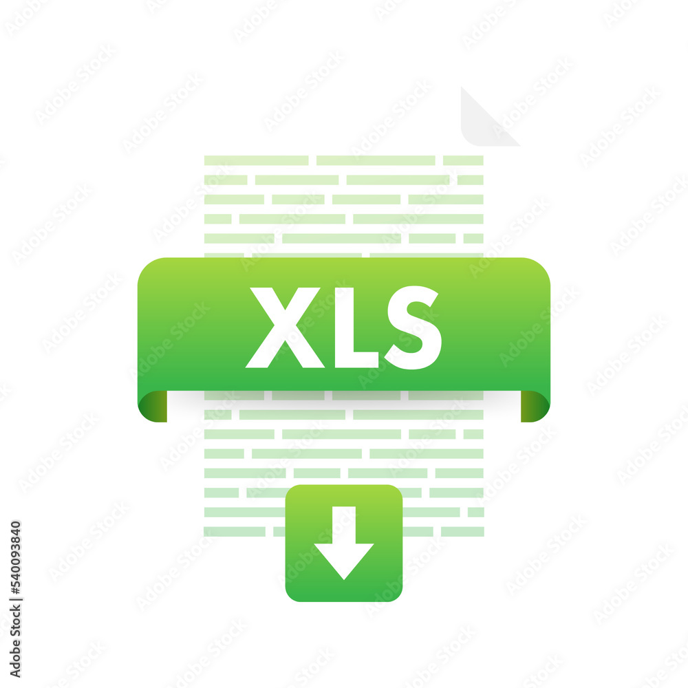 Poster download xls button. downloading document concept. file with xls label and down arrow sign. vector s