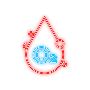 Blood o2 neon icon, great design for any purposes. Vector illustration design.