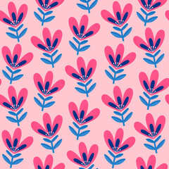 Decorative seamless pattern of blooming flowers