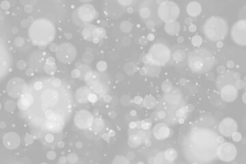 Fototapeta na wymiar Sliver white blurred circle bokeh winter illustration copy space background.