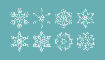 Collection of snowflake winter decoration. Christmas icon.
