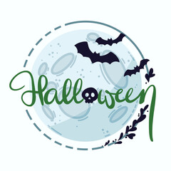 Green Halloween Moon White Background 