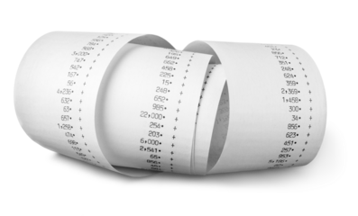 Calculator Paper Tape Rolled Up , Paper Roll of Numbers