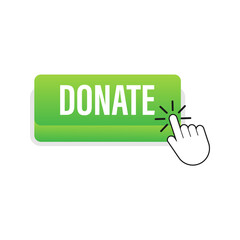 Donate with cursor button. Internet icon. Pointer click icon. Vector stock illustration.