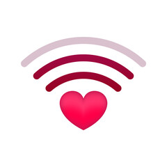 Love wifi wireless wi-fi hotspot. Internet network. Heart signal. Love connection. Vector stock illustration.