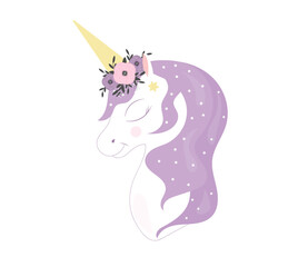 Cute unicorn icon