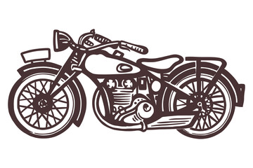 Vintage motorcycle - hand drawn illustration - Out line