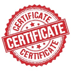 CERTIFICATE text on red round stamp sign
