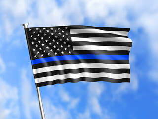Thin Blue Line. American flag with police blue line. Support of police and law enforcement