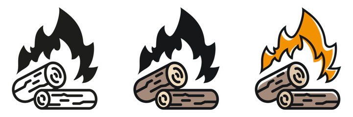 ICÔNE BÛCHES DE BOIS AVEC FLAMMES