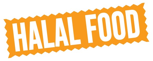 HALAL FOOD text written on orange stamp sign.