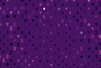 Dark purple, pink vector template with poker symbols.