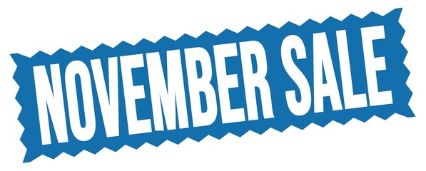 NOVEMBER SALE text written on blue stamp sign.