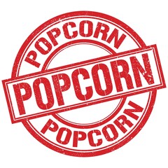 POPCORN written word on red stamp sign