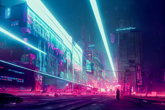 Neonfa city night life background