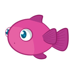 Isolated cute colored fish character Sketch icon Vector
