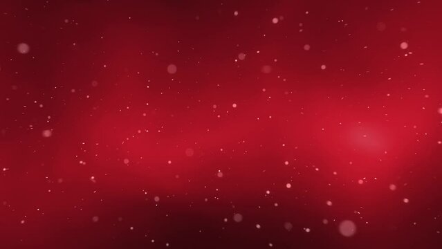 Looped red christmas holiday background with particles motion.