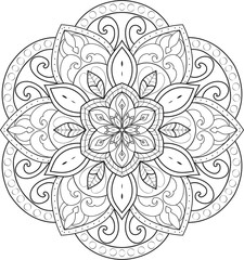 Mandala isolated on the white background.Doodle pattern.ornament design for coloring page