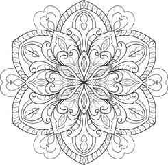 Mandala isolated on the white background.Doodle pattern.ornament design for coloring page