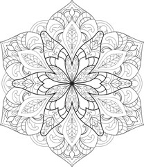 Black and white Mandala illustration Hand drawn outline Mandala.Mandalas for coloring book 