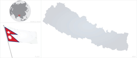 Bhutan map and flag. vector