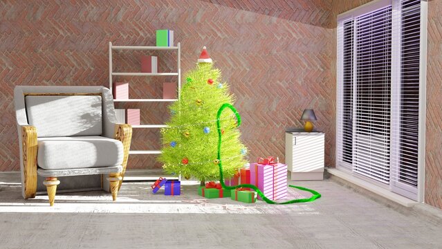 3d render christmas decorastion design