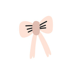 Obraz premium Baby pink bow ornament. Boho Baby Nursery Scandinavian Neutral Decor Element. Baby Shower Minimalist Clipart for Newborn