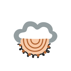 Baby wooden rattles cloud rainbow. Boho Baby Nursery Scandinavian Neutral Decor Element. Baby Shower Minimalist Clipart for Newborn