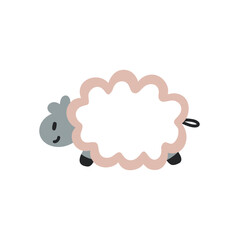 Baby wooden rattles sheep. Boho Baby Nursery Scandinavian Neutral Decor Element. Baby Shower Minimalist Clipart for Newborn