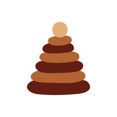 Boho wooden toy pyramid. Boho Baby Nursery Scandinavian Neutral Decor Element. Baby Shower Minimalist Clipart for Newborn