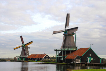 Two authentic dutch windmills have been restored and in operation in the Zaanse Shans area close to Amsterdam.  