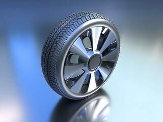 3d illustration car wheel with new tire