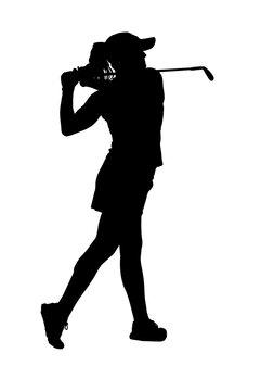 Woman Golf Player Golf Swing Silhouette