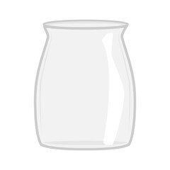 Empty open glass jar isolated on white background. Vector illustration.