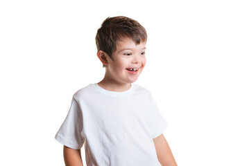 A child boy posing on studio white background