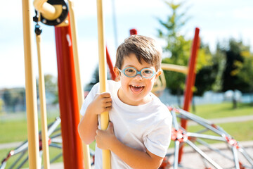 child boy having fun on the playground