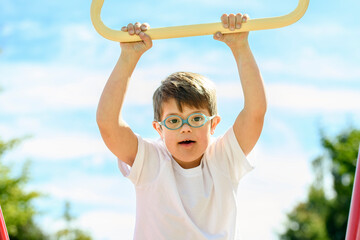 child boy having fun on the playground