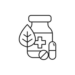 Herbal medicine. Organic drug line icon isolated on white background. Vector illustration