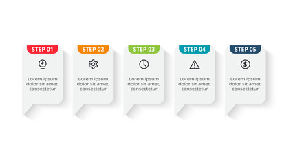 Creative concept for infographic with 5 steps, options, parts or processes.