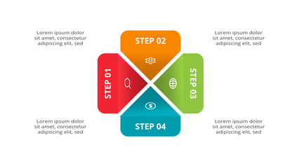 Creative concept for infographic with 4 steps, options, parts or processes.