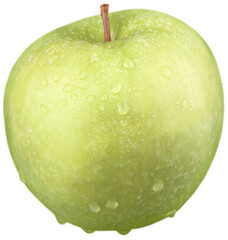 Green Apple With Water Drops - Isolated