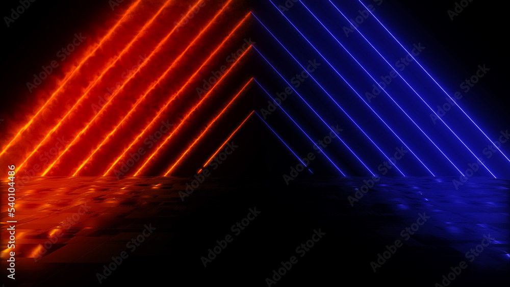 Poster abstract colorful background with bright rays and glowing lines. abstract tech futuristic background