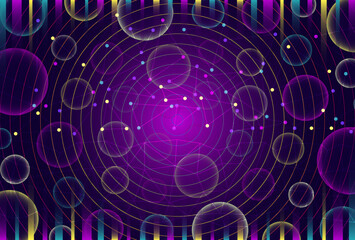 vector colorful bubble geometric network lines and connection in the space