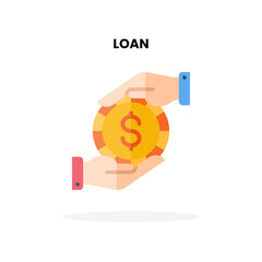 Loan flat icon. Vector illustration on white background. Can used for digital product, presentation, UI and many more.