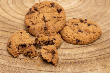 Chocolate chip cookies isolated on white background, Homemad cookies close up. High quality photo